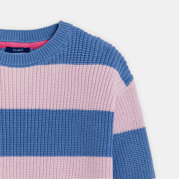 كنزة مخططة باللون الأزرق للفتيات